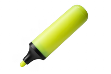 Yellow highlighter marker writing tool isolated on a transparent background
