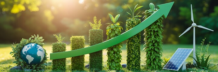 Green business growth with renewable energy and sustainability concept
