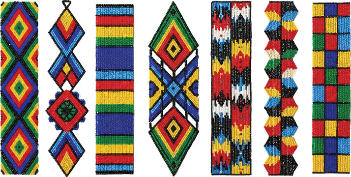 Colorful south african beaded patterns: intricate geometric designs reflecting traditional artwork and heritage