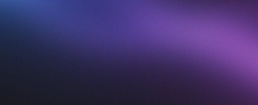 Abstract gradient shape deep blue to purple grainy background noise texture design wallpaper backdrop banner poster header. Vintage tv static surface with soft glow dimension.