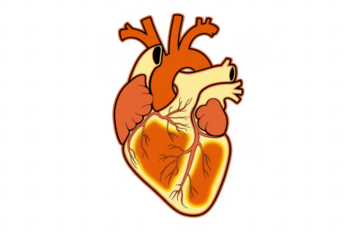Human heart with arteries and veins anatomy medical isolated on a transparent background