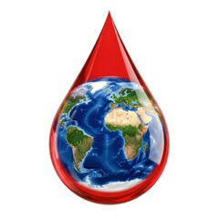 Obraz premium Earth enveloped in a single water drop symbolizing global sustainability isolated on white background