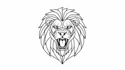 Obraz premium Fierce Lion Head Illustration Geometric Style.