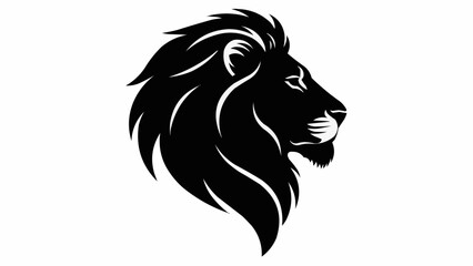Fototapeta premium Black silhouette of a majestic lion head profile.