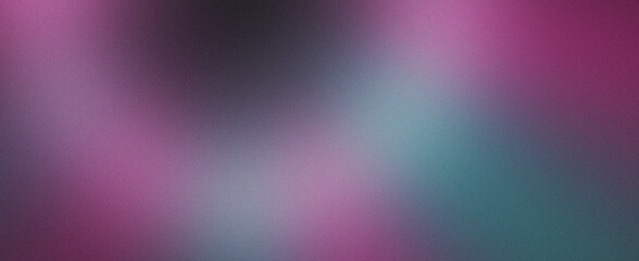 Fototapeta premium Abstract gradient shape deep purple to teal grainy background noise texture design wallpaper backdrop banner poster header. Atmospheric dynamic surface with soft color blend.