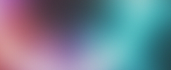 Obraz premium Abstract gradient shape pink purple to teal grainy background noise texture design wallpaper backdrop banner poster header. Frosted shimmer surface with modern atmospheric effect.