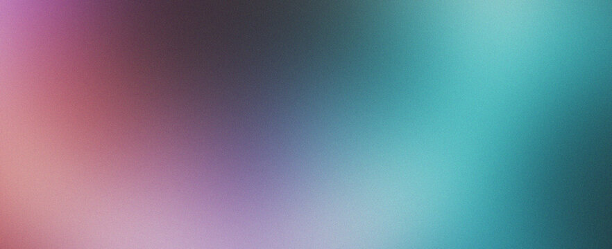 Abstract gradient shape pink purple to teal grainy background noise texture design wallpaper backdrop banner poster header. Frosted shimmer surface with modern atmospheric effect.