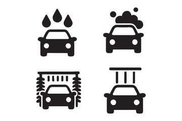 Car Wash Service Process Icons Set