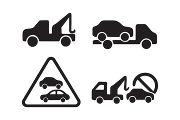 Automotive Towing and Roadside Assistance Icons Set
