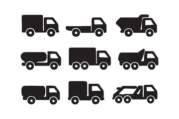 Collection of Various Truck and Lorry Silhouettes
