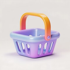 Small colorful plastic basket with handle