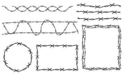 Barbed wire shapes and designs for various uses and applications