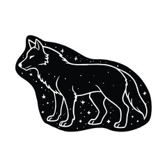 Wolf silhouette galaxy night sky