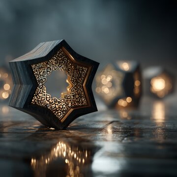 Modern Abstract 3D Geometry Inspired by Islamic Patterns and Designs for Decor