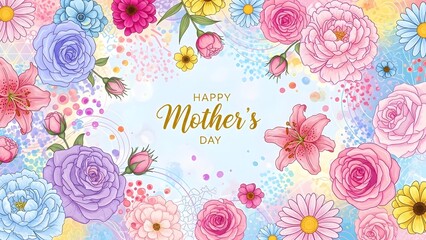 Happy mother's day greeting card with colorful floral design