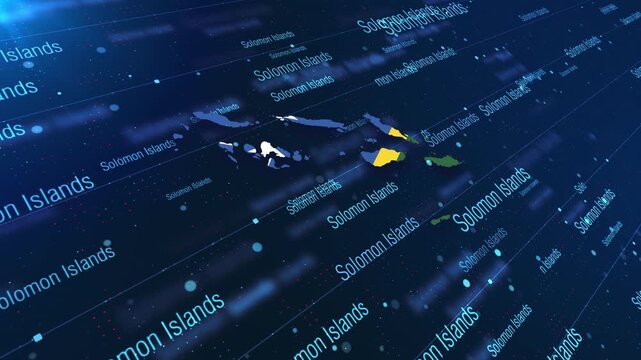 Solomon Islands Geographic Map and Flag Animated Motion Graphic Background