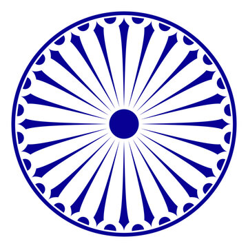 Wheel with spokes vector icon.modern ashok chakra graphic vector element icon isolated over white background.Chakra wheel with twenty four spokes ready to be used for graphic purposes.