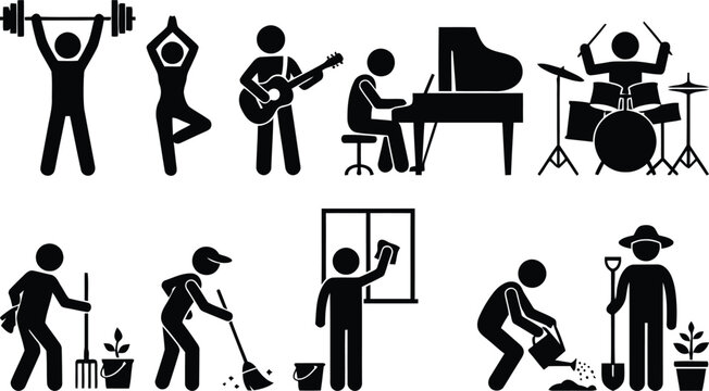 People engaging in various hobbies and activities