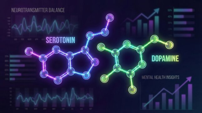 Serotonin and Dopamine Illustration: An illustrative representation of neurotransmitter balance.