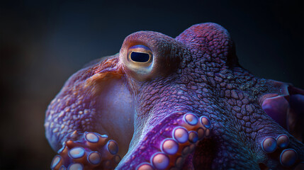 Octopus changing color closeup