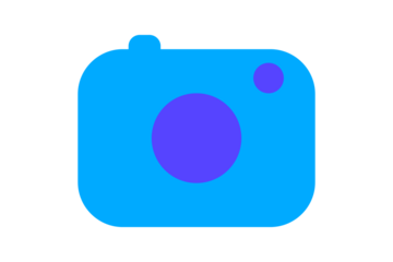 Camera Icon - Photography camera icon in blue and purple for video recording, photo capture, and media apps in a professional flat graphic design style, isolated on transparent background.