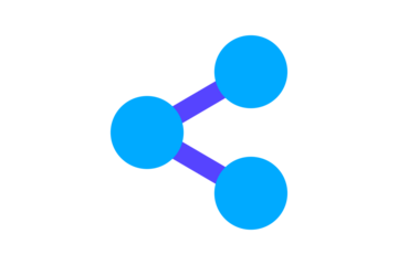 Share Icon - Digital share symbol in blue and purple for social networking, content distribution, and connectivity in professional flat interface design, isolated on transparent background.