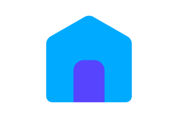 Home Icon - Minimalist blue and purple house icon for homepage navigation, residential real estate, and main menu landing pages in a clean flat design, isolated on transparent background.