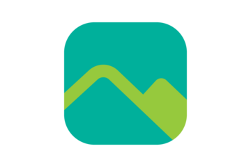 Gallery Icon - Image and media gallery icon in Teal and Lime Green for photo albums, visual content, and portfolio displays in a clean flat interface design, isolated on transparent background.