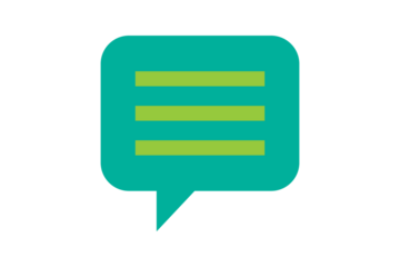 Messages Icon - Chat bubble icon in Teal and Lime Green for communication, instant messaging, feedback, and social interaction in modern mobile app and website UI, isolated on transparent background.