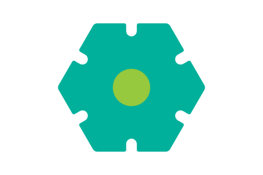Settings Icon - Gear and hexagon settings icon in Teal and Lime Green for configuration, preferences, and system options in a clean flat interface design, isolated on transparent background. - Powered by Adobe