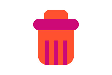 Trash Icon - Vibrant Orange and Magenta recycle bin icon for deleting files, waste management, and clearing data in a professional for digital interfaces, isolated on transparent background.