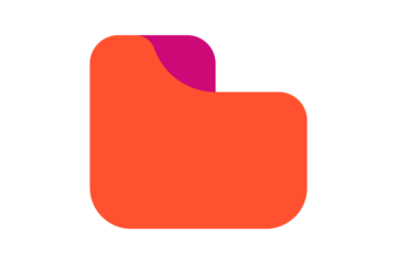 Files Icon - Modern Orange and Magenta folder icon for digital storage, document management, data organization flat style for web and mobile app interface design, isolated on transparent background.