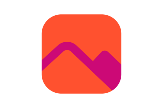 Gallery Icon - Image and media gallery icon in Orange and Magenta for photo albums, visual content, and portfolio displays in a clean flat interface design, isolated on transparent background. - Powered by Adobe