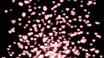 A dynamic cascade of glowing pink love hearts creating a romantic, transparent overlay background, perfect for adding a sweet, festive effect to any celebration or heartfelt message