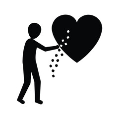 Hand holding a single rose silhouette vector illustration for romantic Valentine's Day gestures and commercial florist advertising