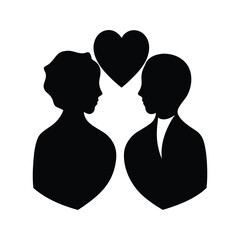 Valentine's Day silhouette vector illustration of a person pouring seeds into a heart-shaped hole for planting love and growth concepts