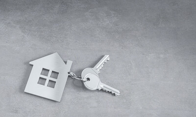 House keys and a home shaped keychain 3d