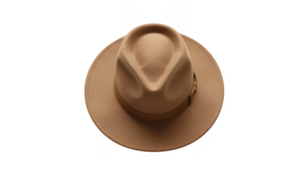 Tan Fedora Hat tan hat wide brim men's hat fashion accessory isolated on a transparent background