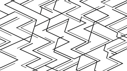 Modern geometric pattern with intersecting black lines and shapes