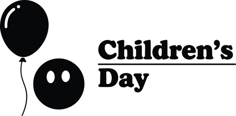 Minimalist children's day illustration with a festive balloon and a friendly face isolated on transparent background