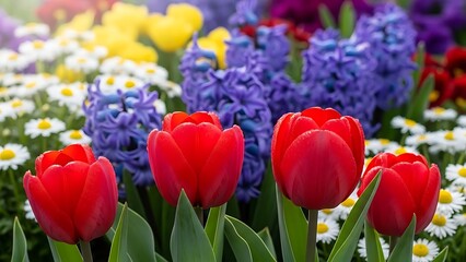 Vibrant garden blooms in spring