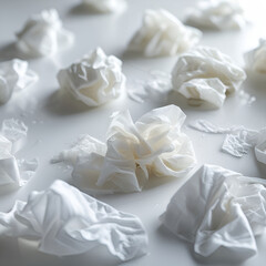 a crumpled and wet tissues