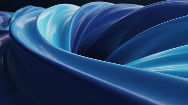 Abstract flowing blue waves with highlights in 3 d render