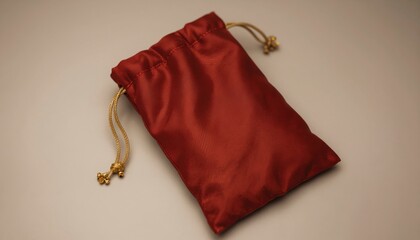 Elegant Red Silk Pouch with Gold Cord for Gifts and Special Occasions