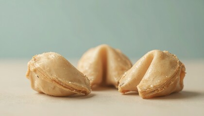 Clean and Minimalist Layout of Three Fortune Cookies on a Light Background