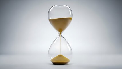 Sand timer against gray background