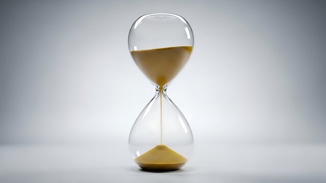 Sand timer against gray background