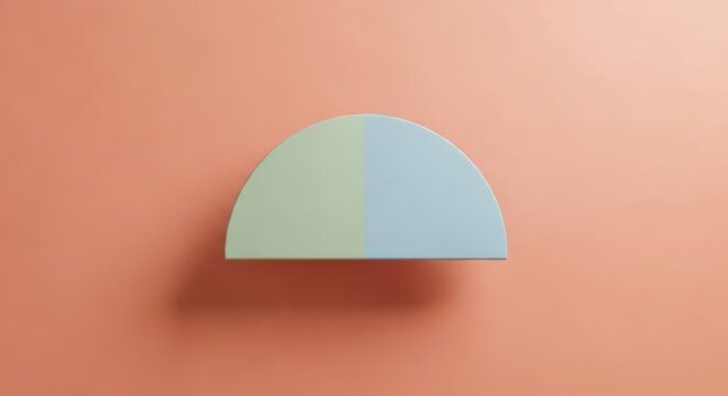 Minimalist half circle shape on orange background
