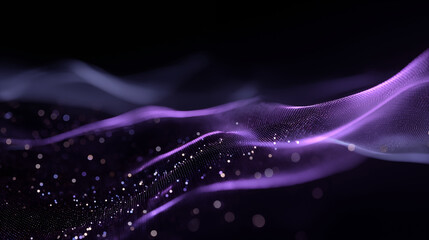 Futuristic IT and technology infrastructure with glowing cubes and neon lines in a dark environment from an aerial viewpoint