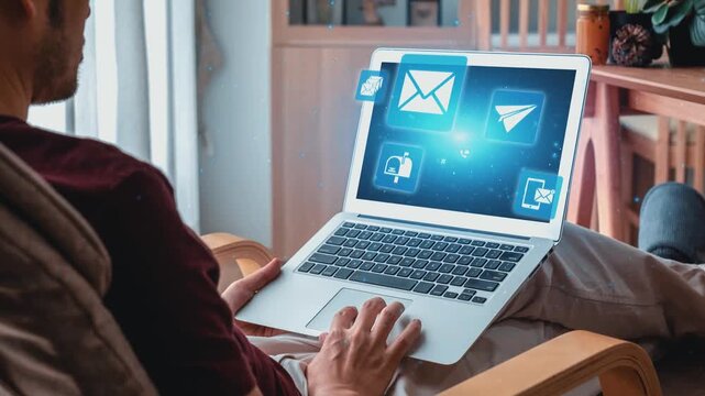 Email icons show digital communication, email service, and inbox management. Email supports online messaging, email notification, and secure exchange. Gist